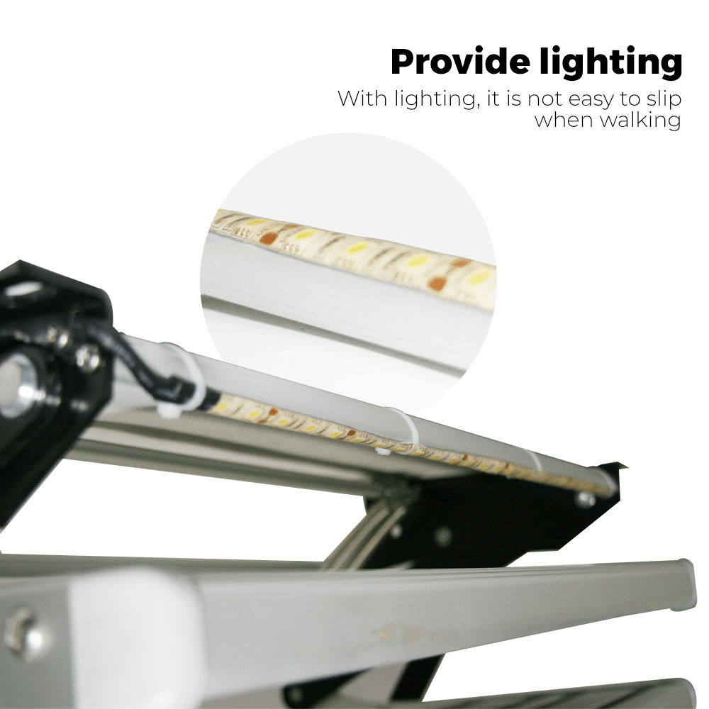 Caravan Aluminum Steps Double Step Pull Out 12V LED Light YS